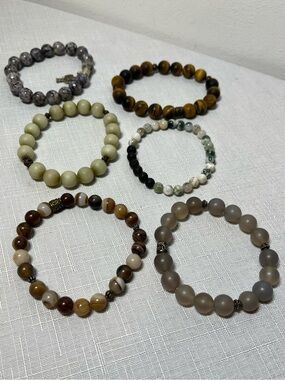 Mixed Bead Stretch Bracelet
Neutral Tones. Boho. Layer! 
Lot of 6
